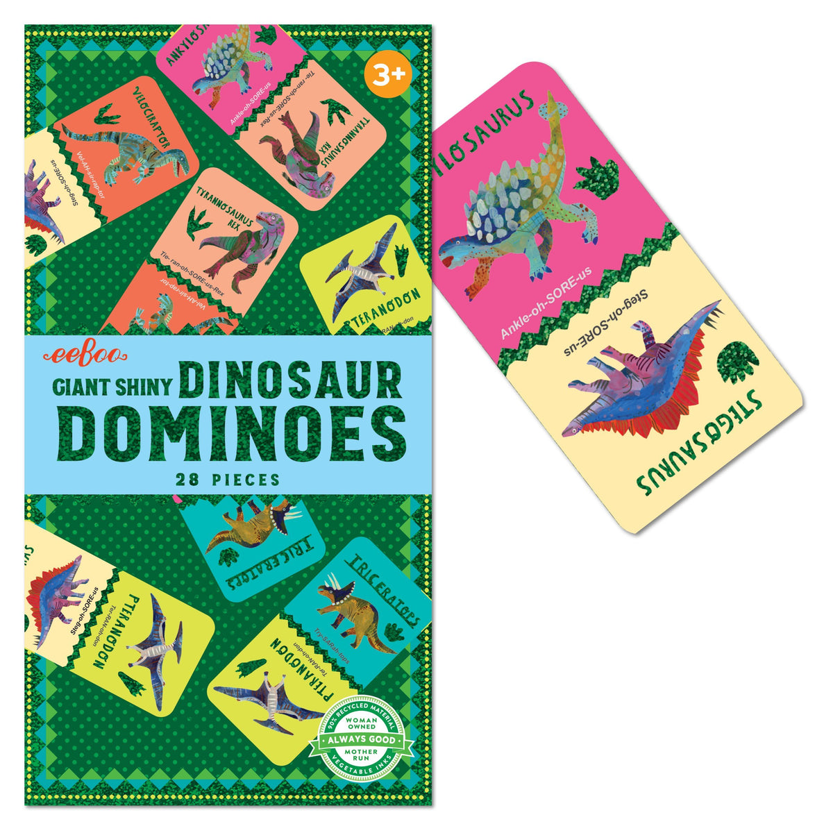 Giant Shiny Dinosaur Dominoes by Eeboo Toys Eeboo