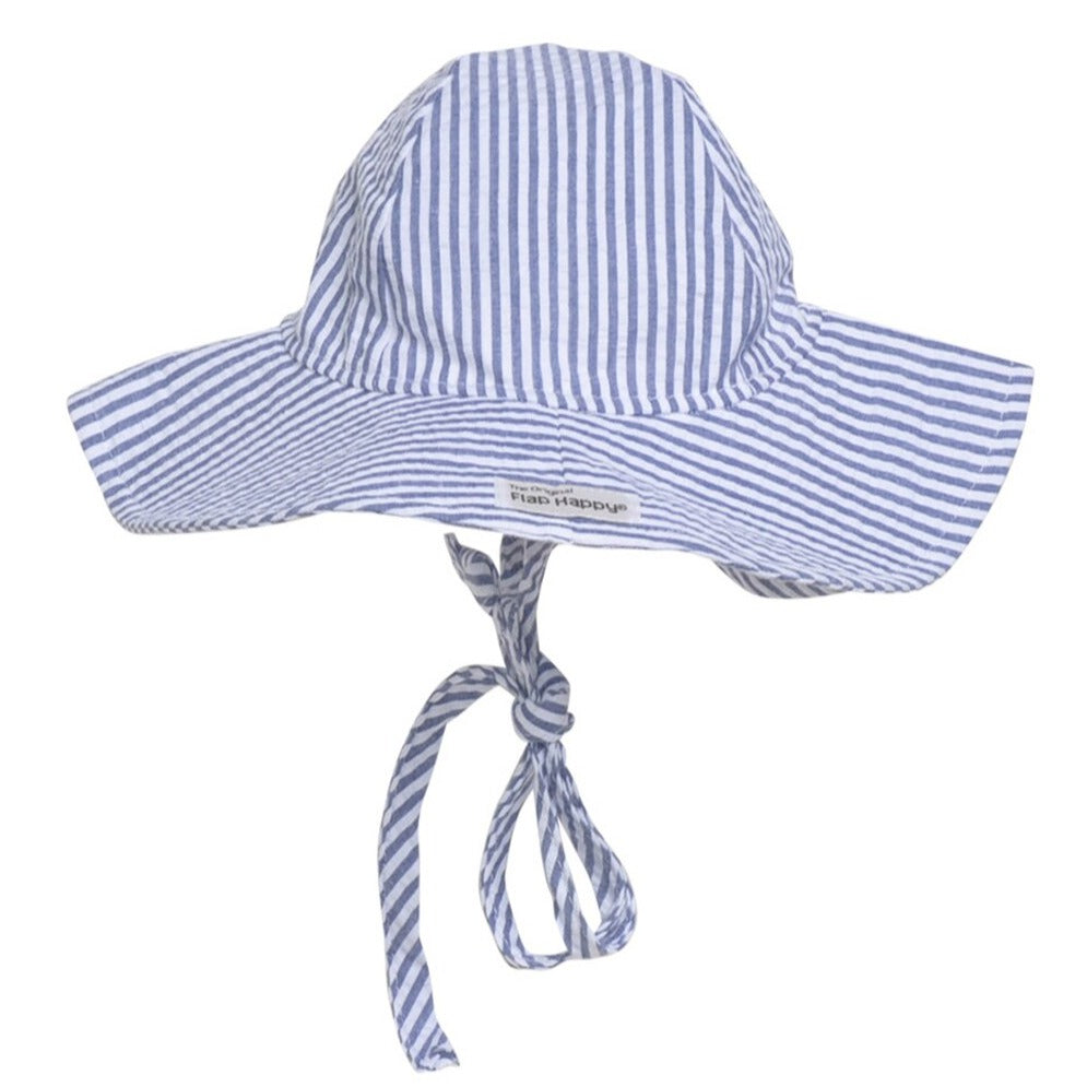 Floppy Hat - Chambray Stripe Seersucker by Flap Happy Accessories Flap Happy
