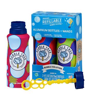 2 Pack Aluminum Bubble Bottles with Wands by Bubble Tree Toys Bubble Tree