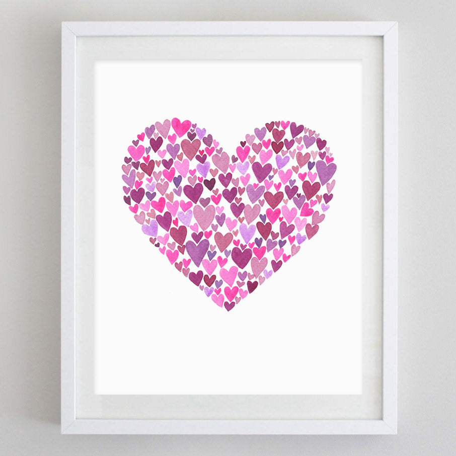 Hearts Watercolor Print by Carly Rae Studio Decor Carly Rae Studio