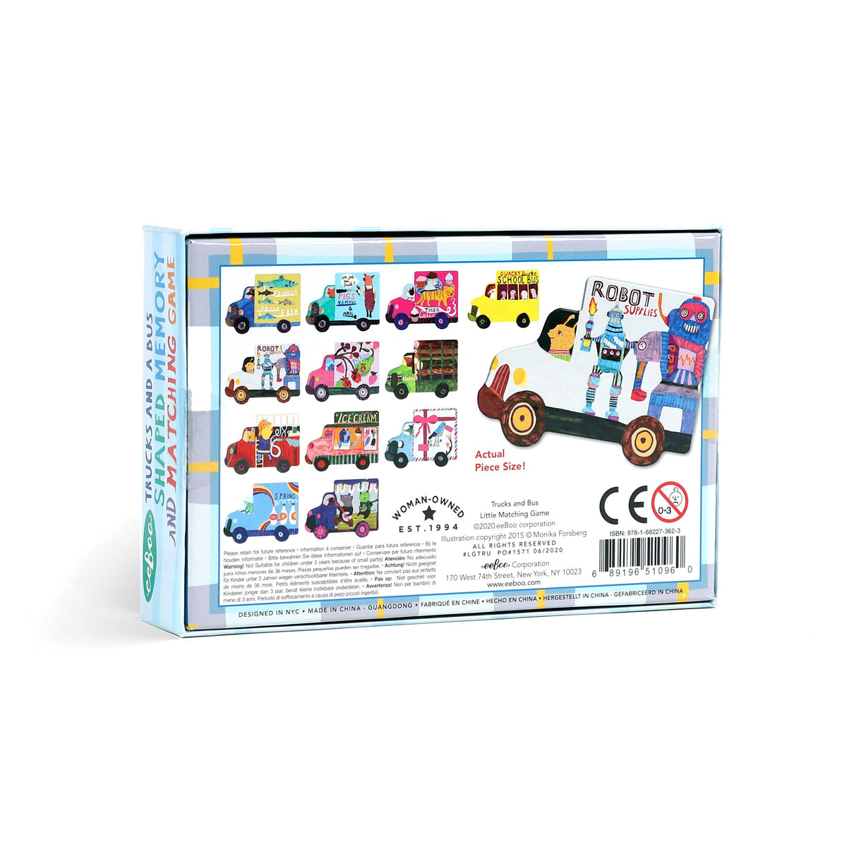 Trucks & A Bus Little Memory and Matching Game by Eeboo Toys Eeboo