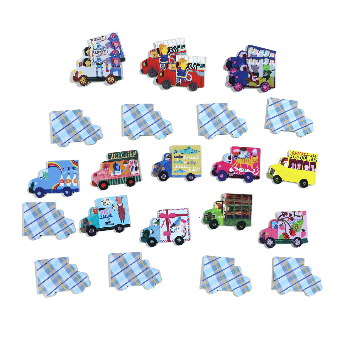 Trucks & A Bus Little Memory and Matching Game by Eeboo Toys Eeboo