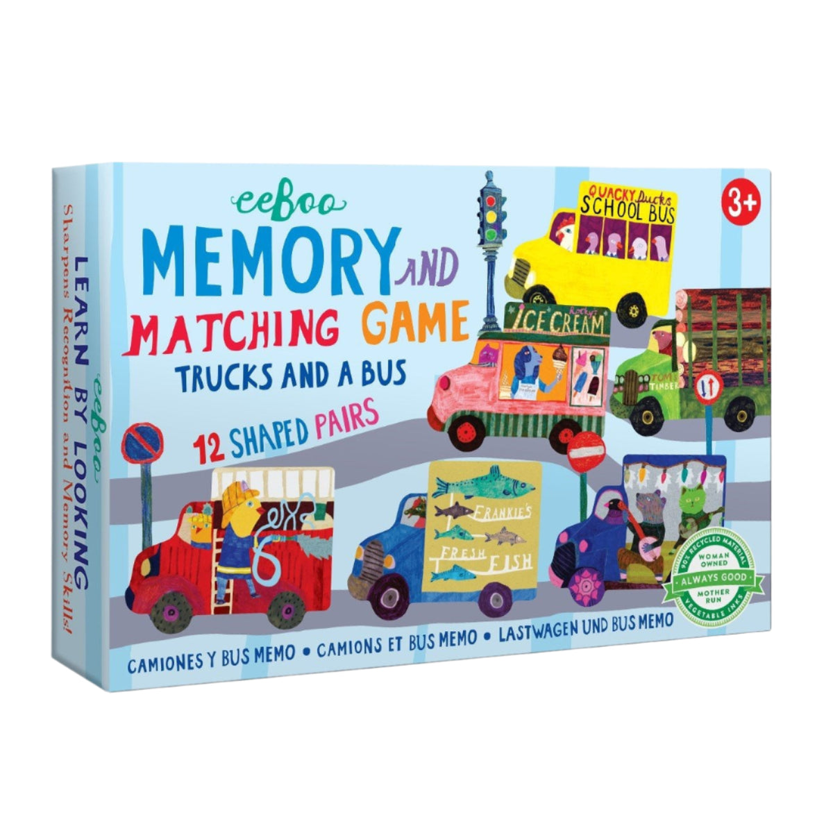 Trucks & A Bus Little Memory and Matching Game by Eeboo Toys Eeboo