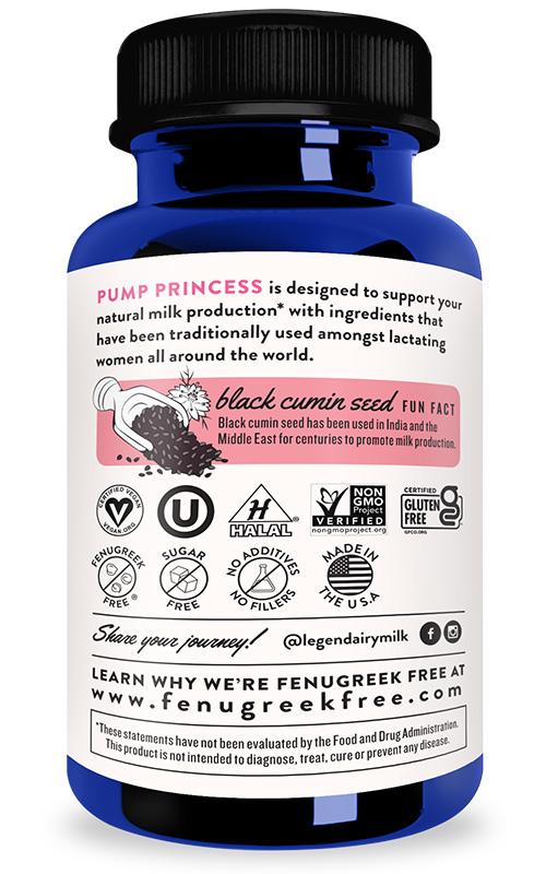 Pump Princess Organic Lactation Blend - 60 Capsules Nursing + Feeding Legendairy Milk   