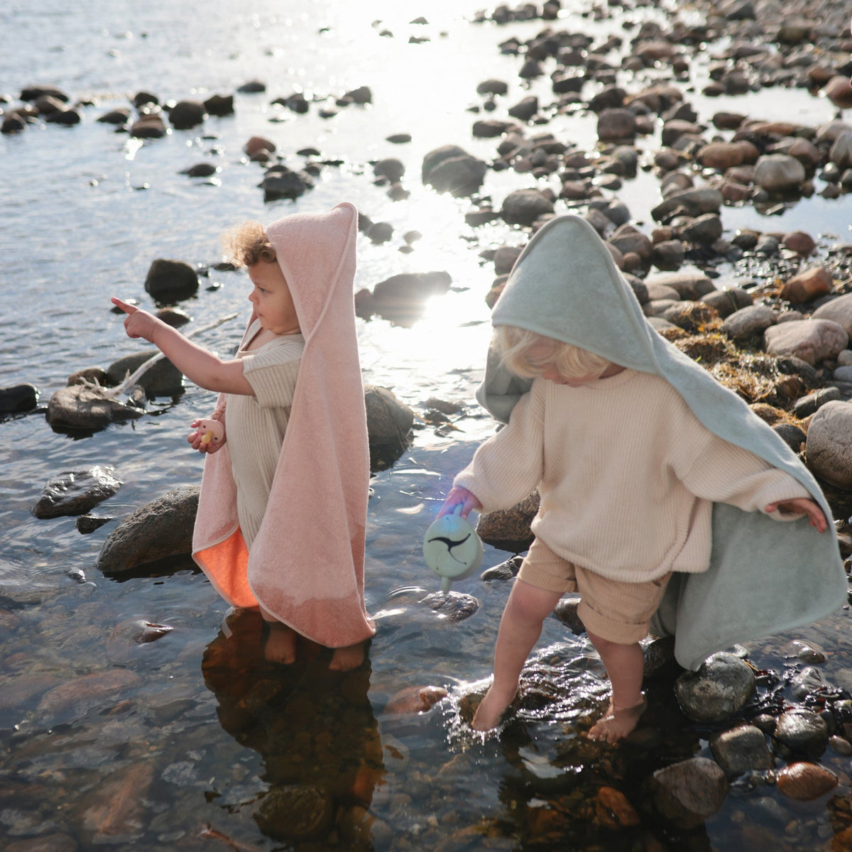 Organic Cotton Baby Hooded Towel - Blush by Mushie & Co Bath + Potty Mushie & Co