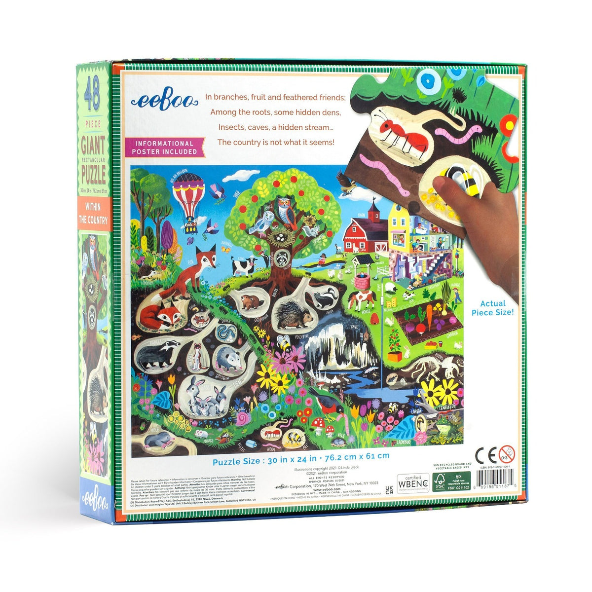 48 Piece Giant Puzzle - Within the Country by Eeboo Toys Eeboo