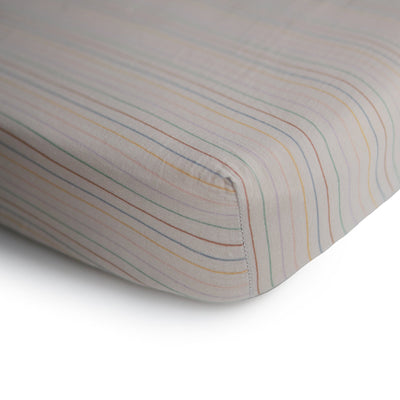 Extra Soft Muslin Crib Sheet - Retro Stripes by Mushie & Co Bedding Mushie & Co   