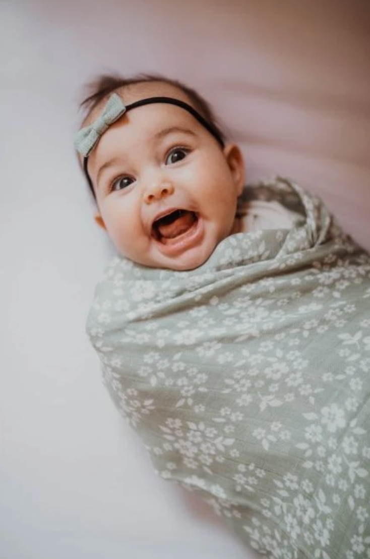 Whimsy Floral Swaddle - Sage Green by Mini Wander Bedding Mini Wander