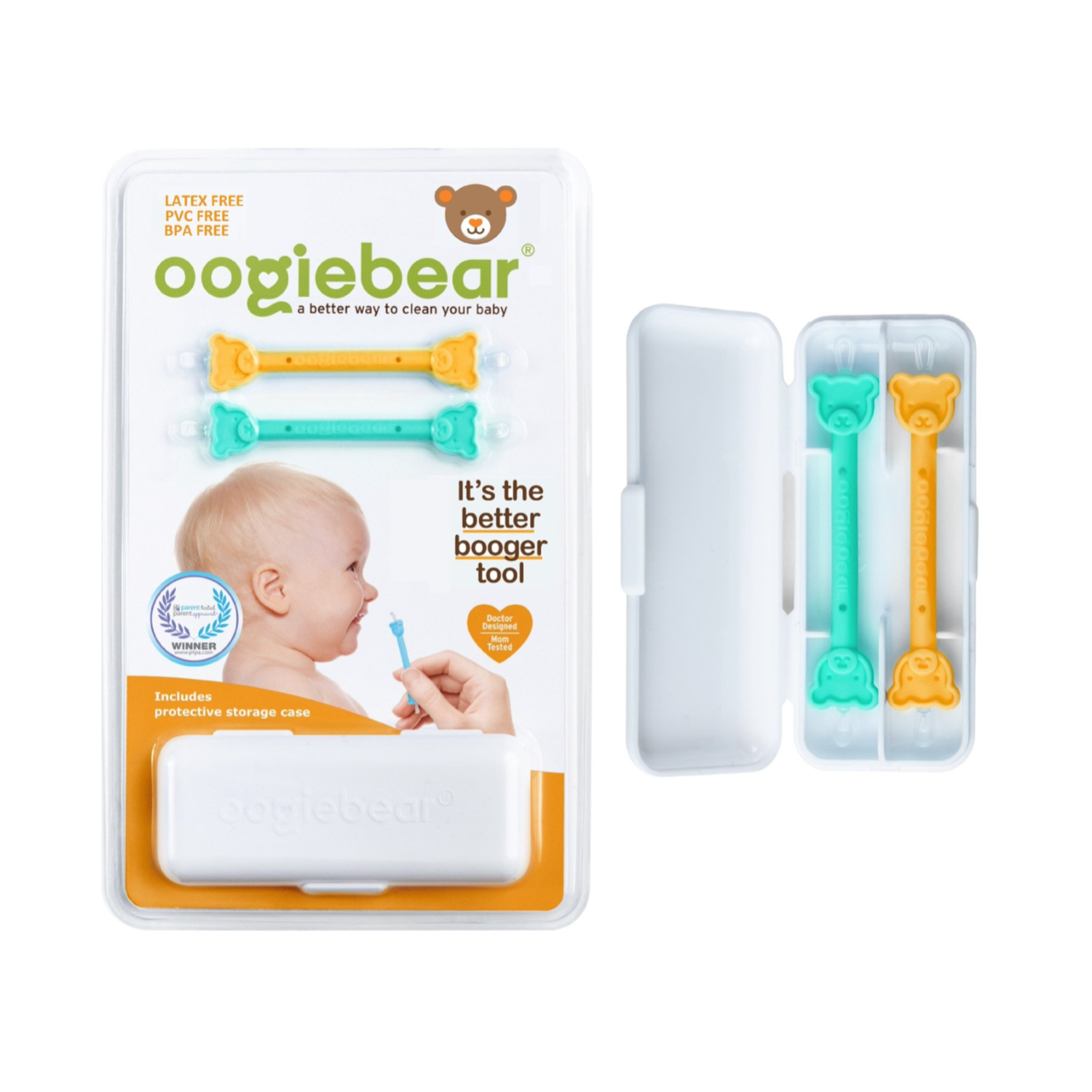 Oogiebear 2-Pack Infant Nose & Ear Cleaner with Case in Blue