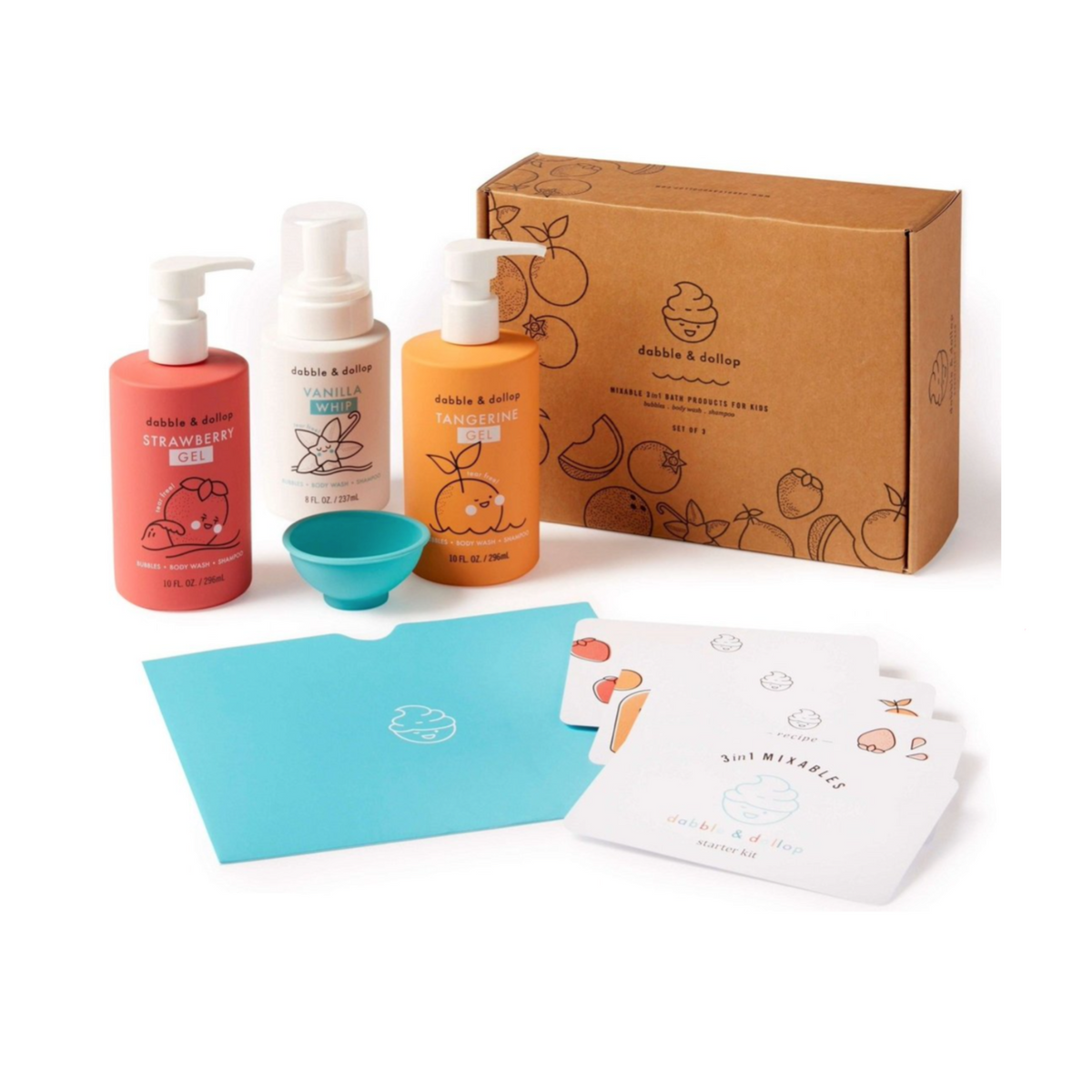 Bubble Box Set of 3: Strawberry, Tangerine + Vanilla by Dabble & Dollop Bath + Potty Dabble & Dollop