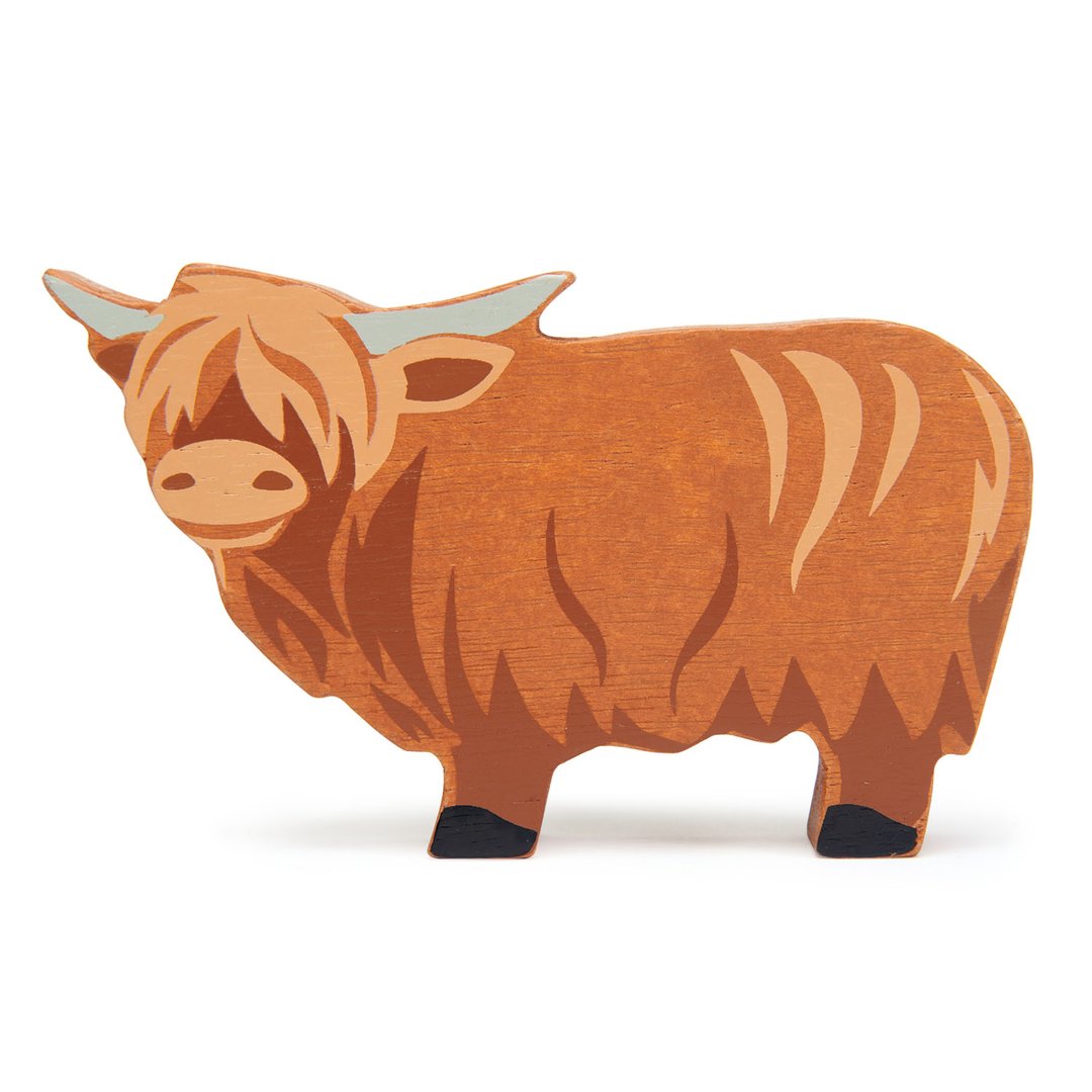 Small Wooden Figurine Toys Tender Leaf Toys Highland Cow