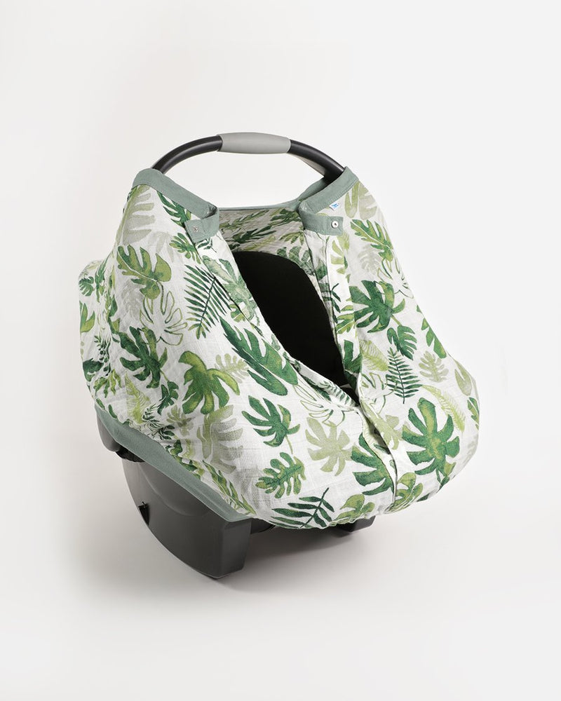 Cotton Muslin Car Seat Canopy - Tropical Leaf by Little Unicorn Gear Little Unicorn   