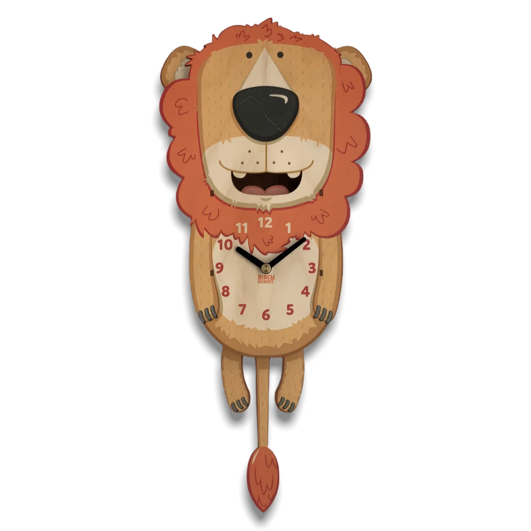 Oliver the Lion Double Pendulum Clock by Birch Robot Decor Birch Robot