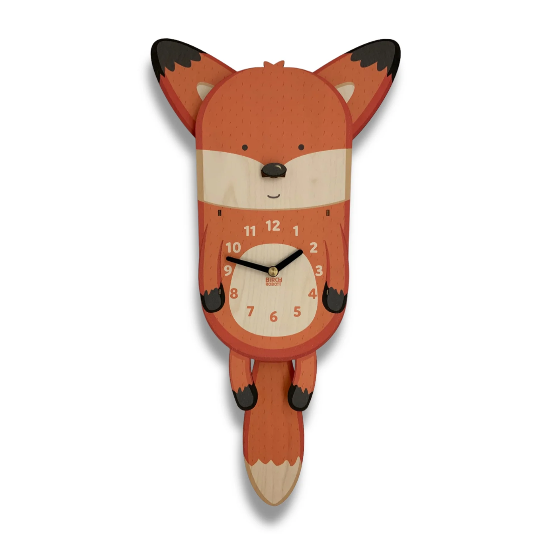 Hunter the Fox Double Pendulum Clock by Birch Robot Decor Birch Robot