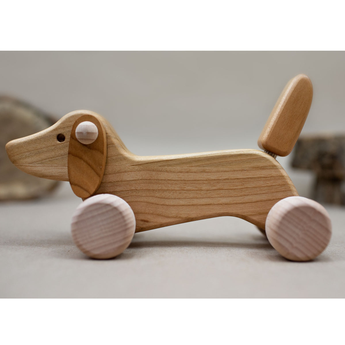 BAJO Dachschund Puppy Pull Toy - Natural by Little Poland Gallery Toys Little Poland Gallery