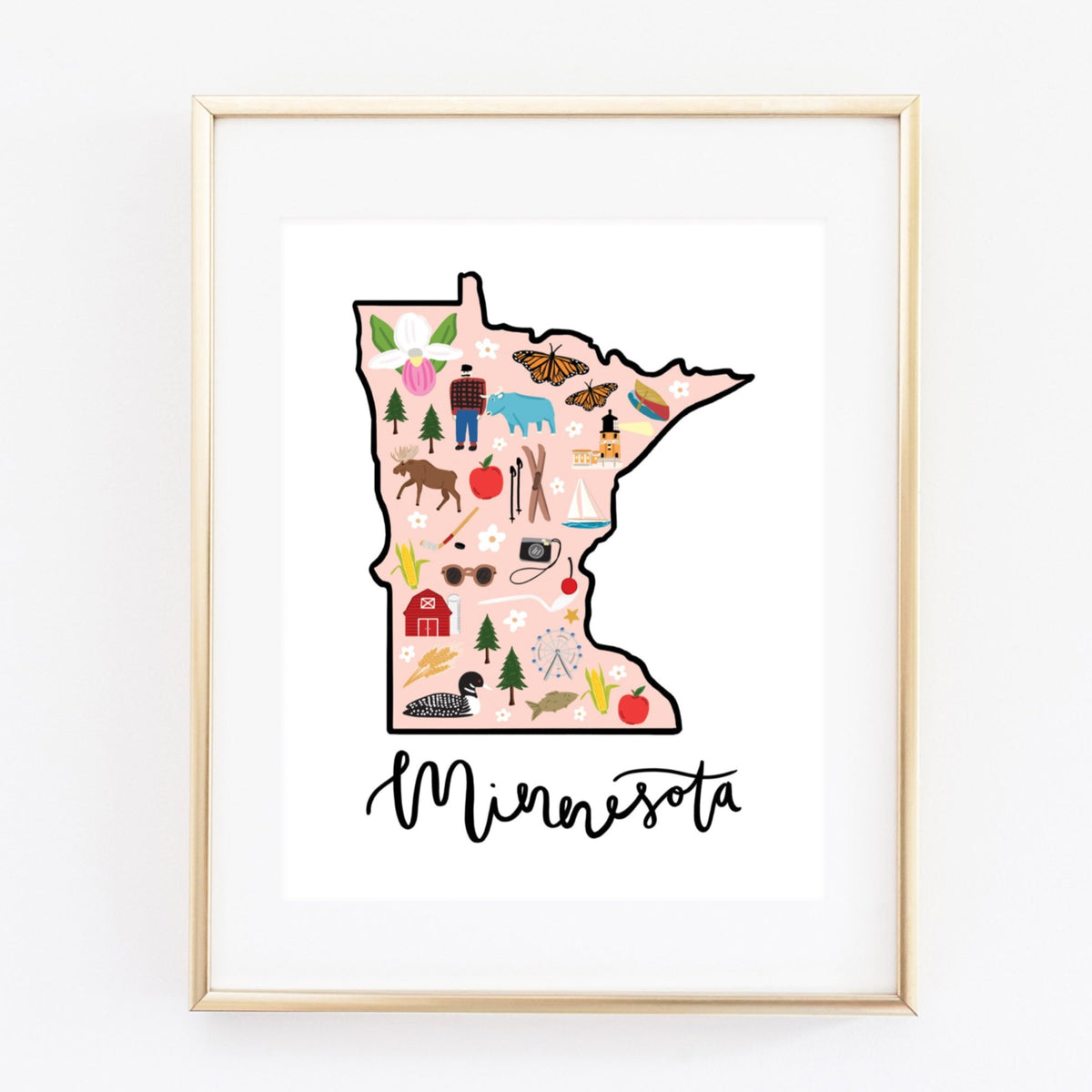 Minnesota State Art Print by Bloomwolf Studio Decor Bloomwolf Studio