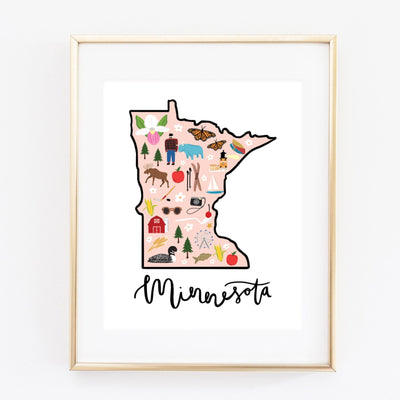 Minnesota State Art Print by Bloomwolf Studio Decor Bloomwolf Studio   