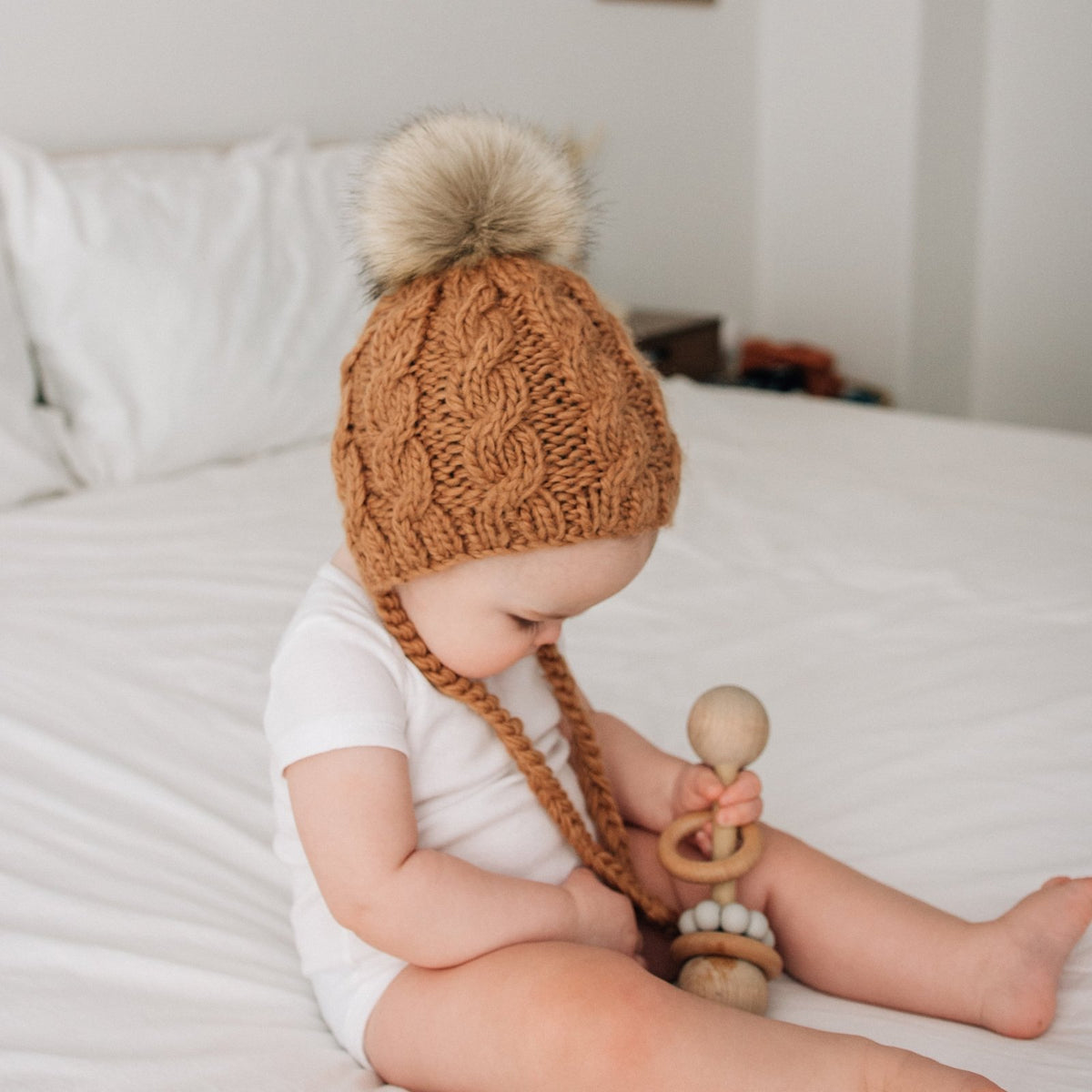 Cable Bonnet - Pecan by Huggalugs Accessories Huggalugs