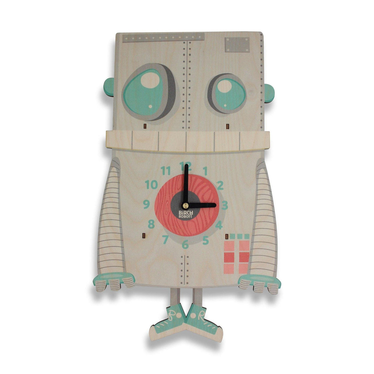 Chuck the Robot Single Pendulum Clock by Birch Robot Decor Birch Robot