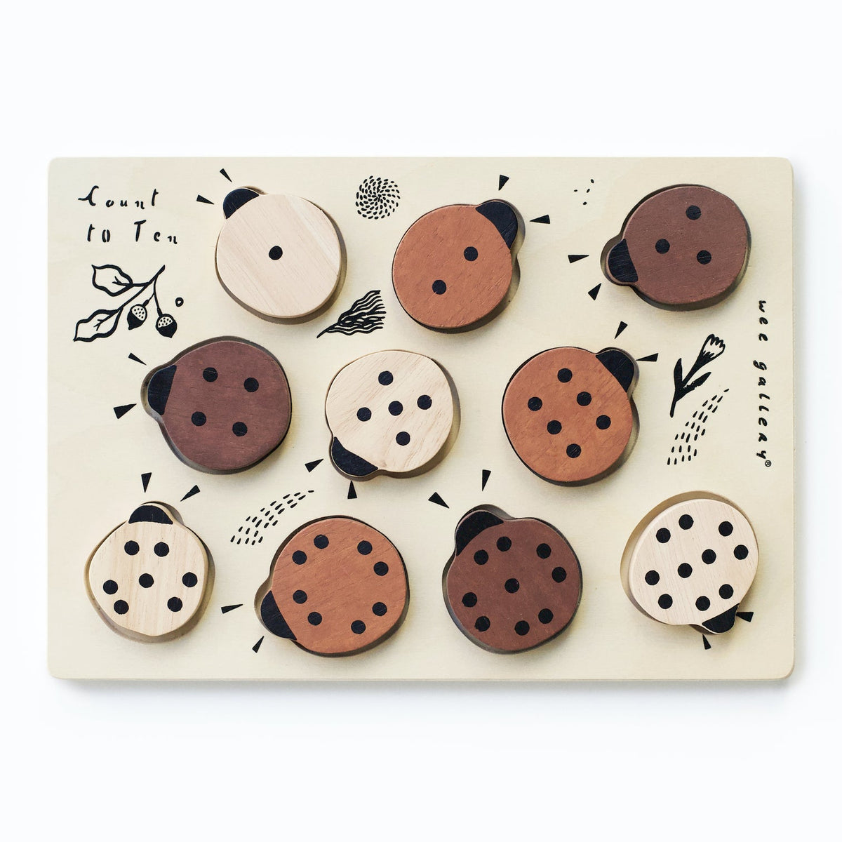 Wooden Tray Puzzle - Count to 10 Ladybugs by Wee Gallery Toys Wee Gallery