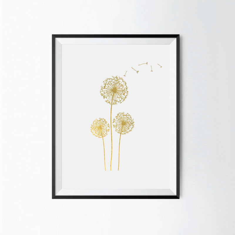 Dandelion - Gold Foil Art Print by Uyeno Miyoshi Decor Uyeno Miyoshi   