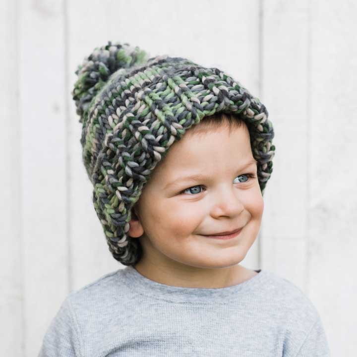 Camouflage Army Green Knit Beanie Hat by Huggalugs Accessories Huggalugs