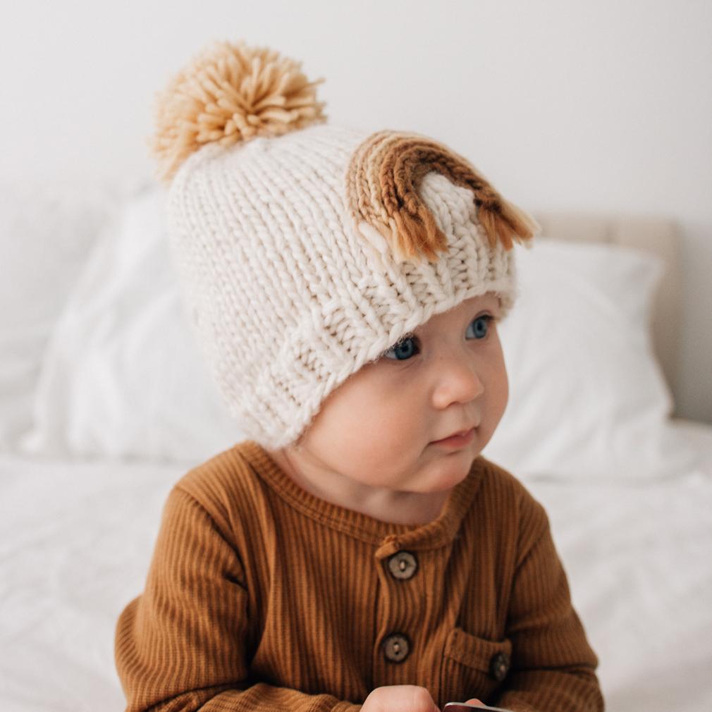 Gold Rainbow Knit Beanie Hat by Huggalugs Accessories Huggalugs