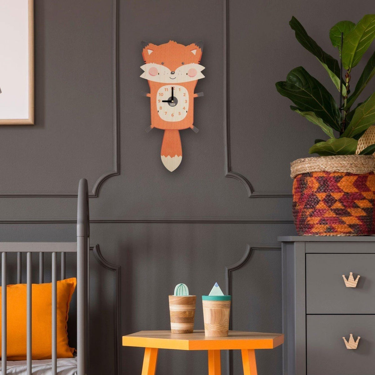 Hunter the Fox Single Pendulum Clock by Birch Robot Decor Birch Robot
