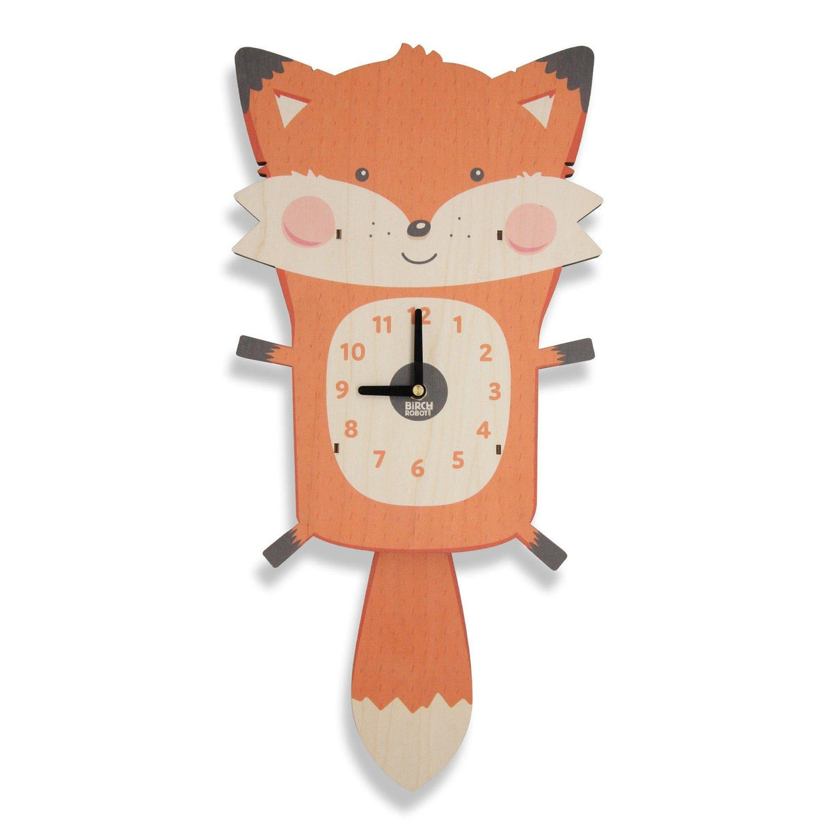 Hunter the Fox Single Pendulum Clock by Birch Robot Decor Birch Robot