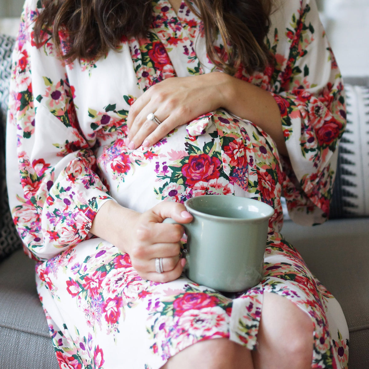 Mama Robe - Mabel Floral Ivory by May and Joy Apparel May and Joy