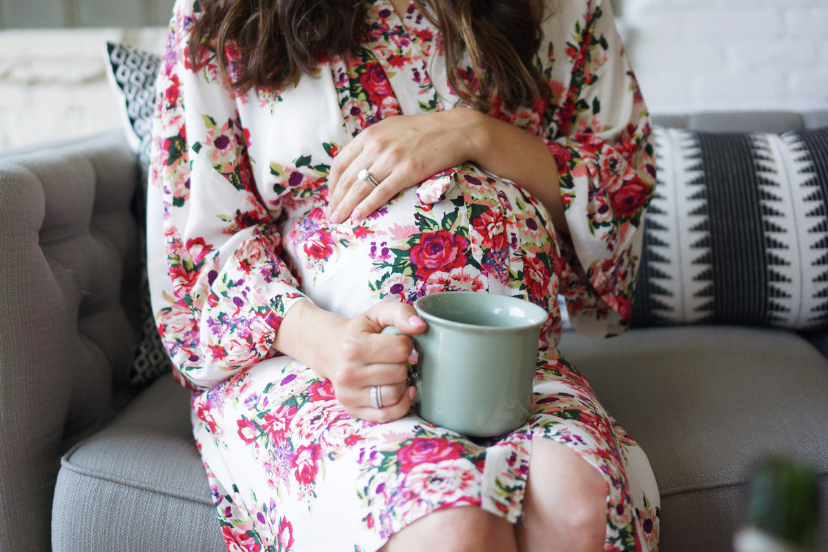 Mama Robe - Mabel Floral Ivory by May and Joy Apparel May and Joy