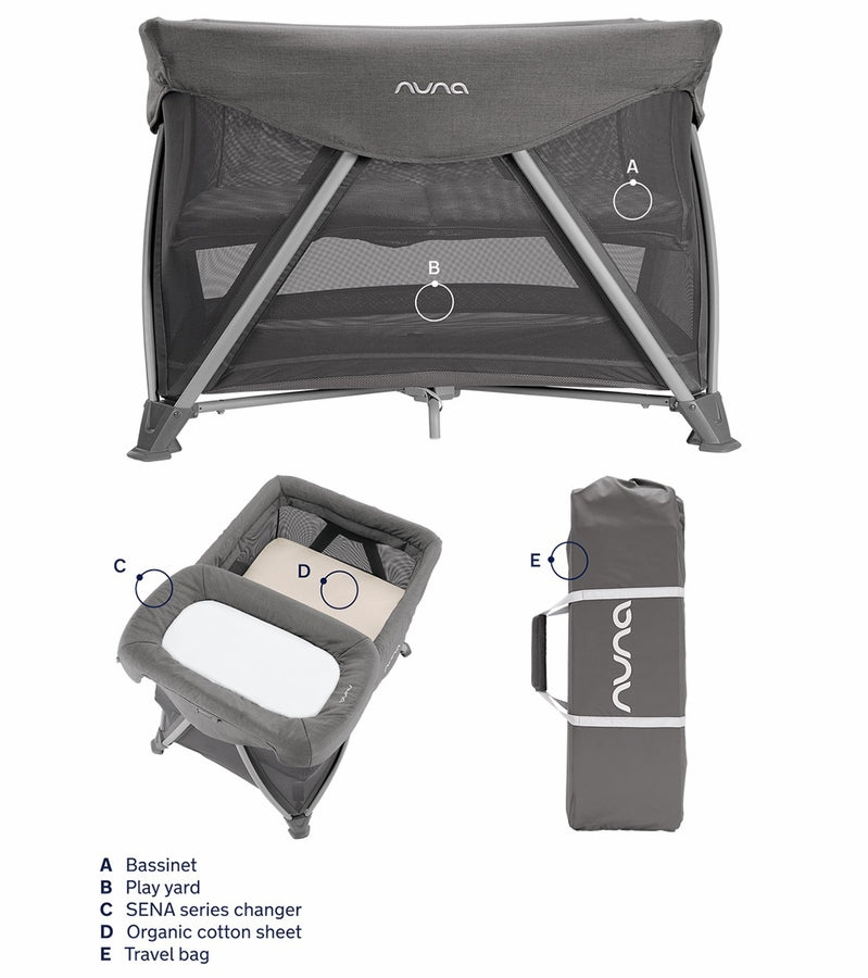 Sena Aire Travel Crib + Play Yard + Changer (with Organic Cotton Sheet) by Nuna Gear Nuna