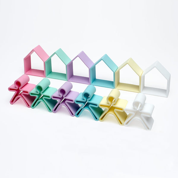 Kids + Houses 6pk - Pastel by Dëna Toys Dëna