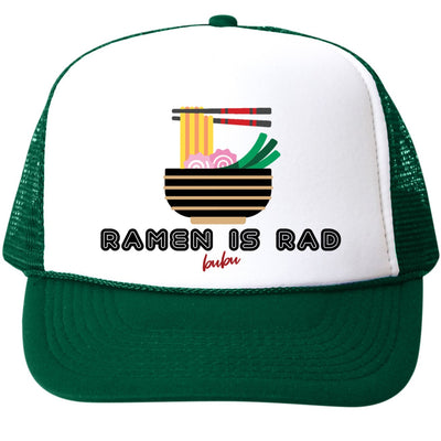 Ramen is Rad Trucker Hat - White/Green by Bubu