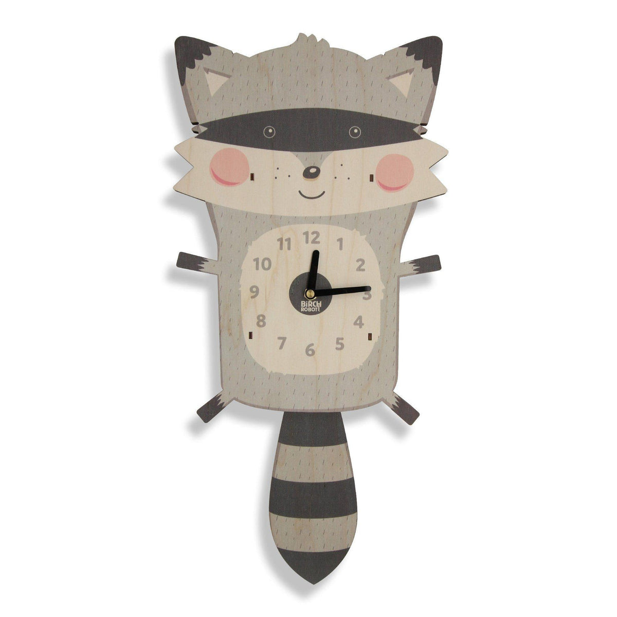 Rocky the Raccoon Pendulum Clock by Birch Robot Decor Birch Robot