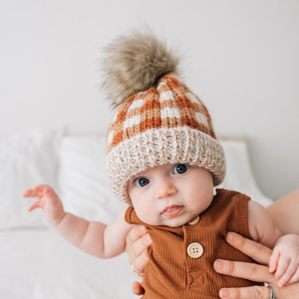 Buffalo Check Knit Hat - Sienna by Huggalugs Accessories Huggalugs