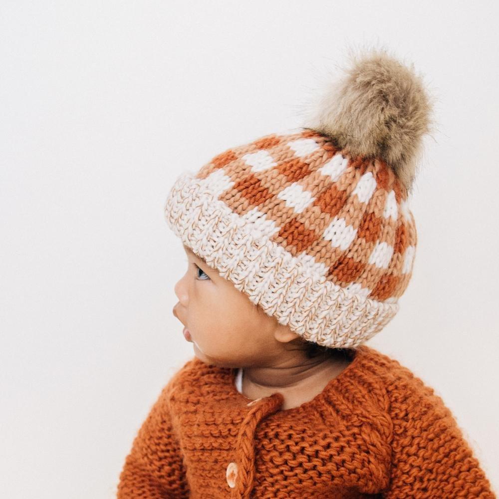 Buffalo Check Knit Hat - Sienna by Huggalugs Accessories Huggalugs