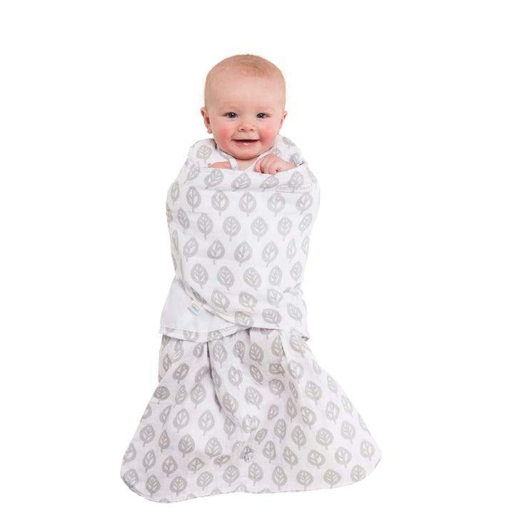 Cotton Muslin SleepSack Swaddle - Gray Leaves by Halo Bedding Halo Innovations