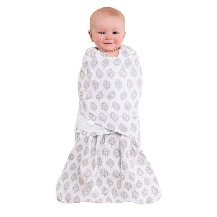 Cotton Muslin SleepSack Swaddle - Gray Leaves by Halo Bedding Halo Innovations
