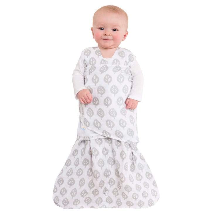 Cotton Muslin SleepSack Swaddle - Gray Leaves by Halo Bedding Halo Innovations