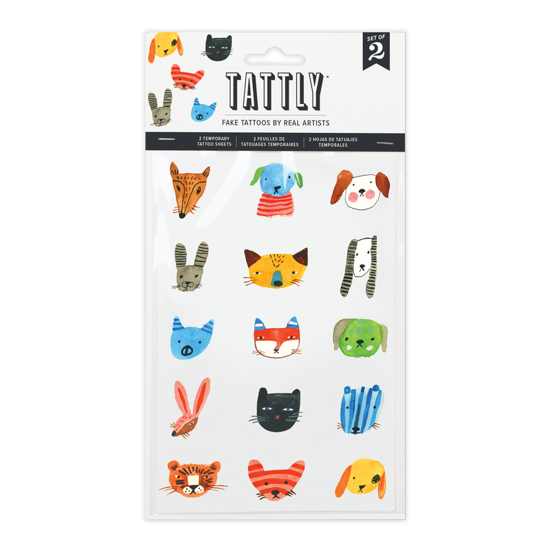 Fuzzy Faces Sheet Tattoos - Set of 2 by Tattly Accessories Tattly   