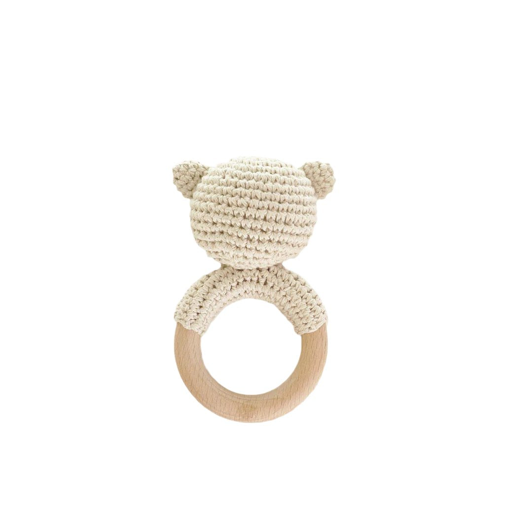 Cotton Crochet Rattle Teether - Bear by The Blueberry Hill Toys The Blueberry Hill