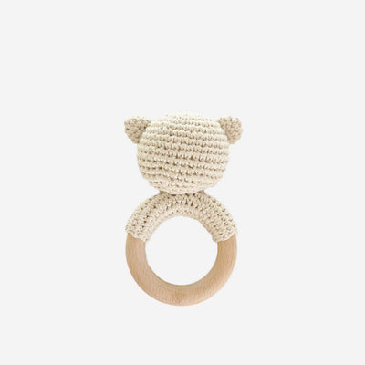 Cotton Crochet Rattle Teether - Bear by The Blueberry Hill Toys The Blueberry Hill   