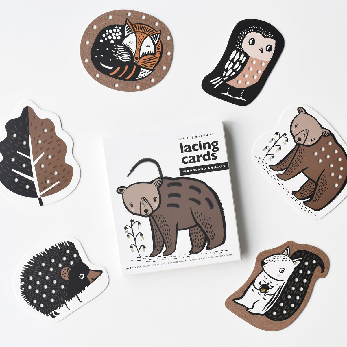 Woodland Lacing Cards by Wee Gallery Toys Wee Gallery