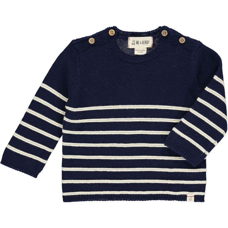 Baby Breton Sweater - Navy/Cream Stripe by Me & Henry