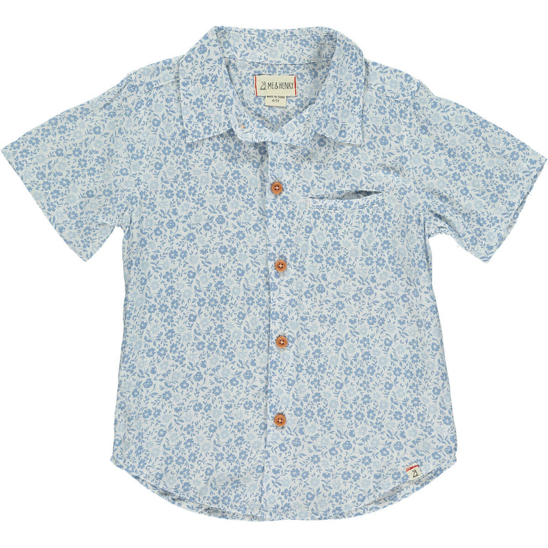 Newport Short Sleeve Button Up - Blue Flowers by Me & Henry