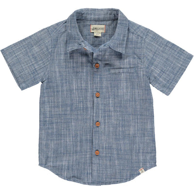 Newport Short Sleeve Button Up - Heathered Navy by Me & Henry