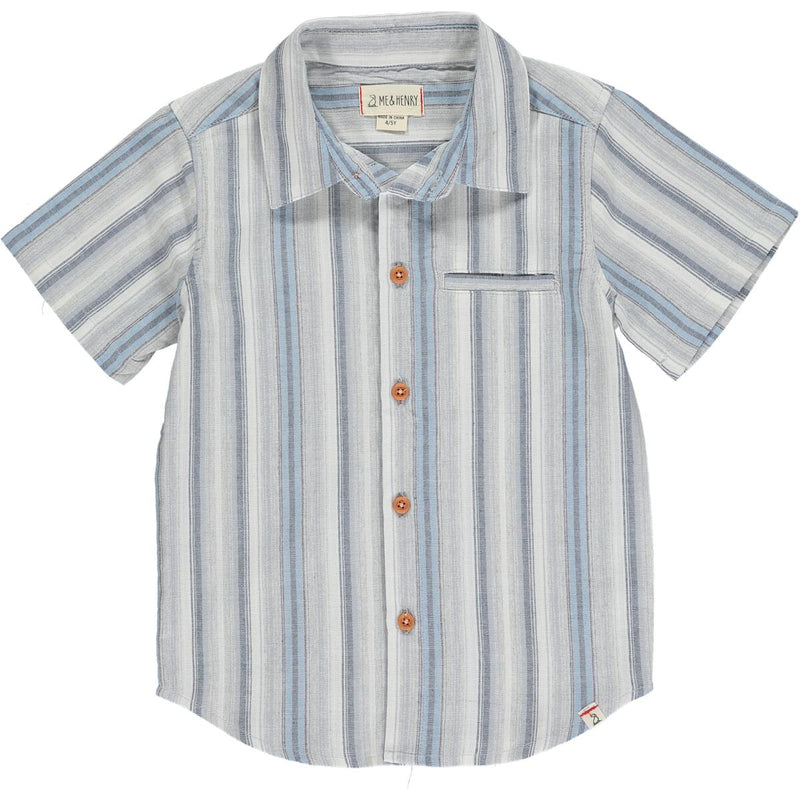Newport Short Sleeve Button Up - Blue Striped by Me & Henry