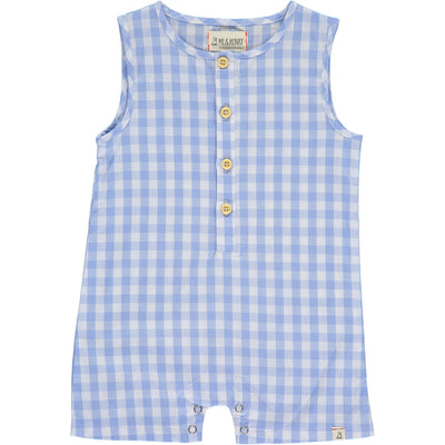 Cabin Woven Henley Playsuit - Blue Plaid by Me & Henry
