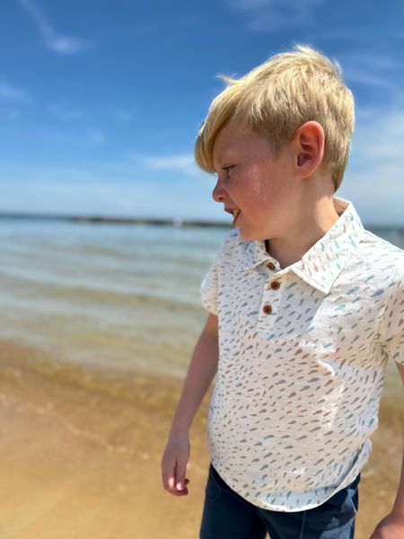 Starboard Polo Shirt - Beige/Blue Fish by Me & Henry